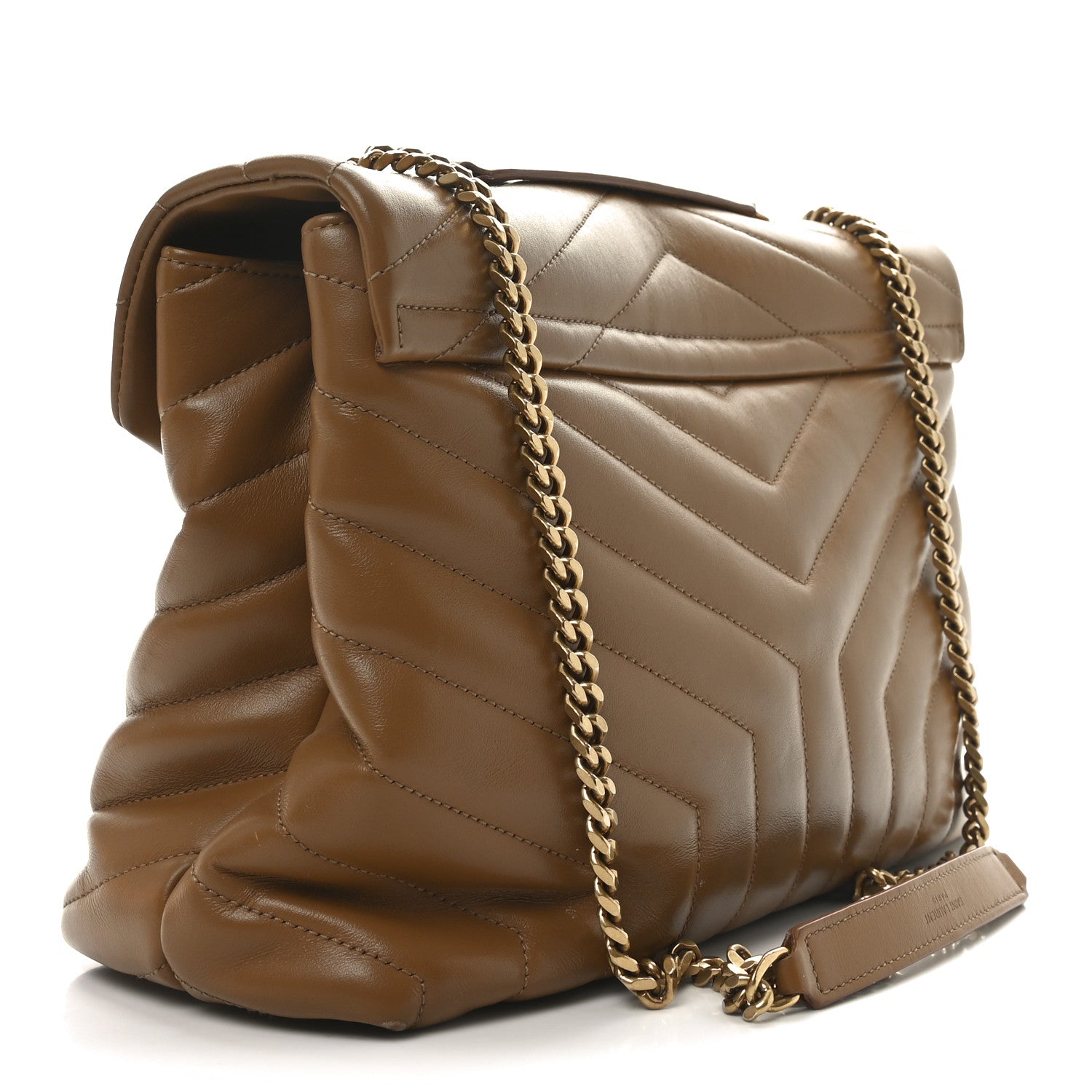 Saint Laurent Calfskin Y Quilted Monogram Medium Loulou Chain Satchel Dark Natural 3 of 10