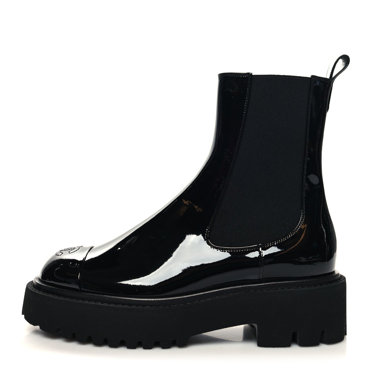 Chanel Patent Cap Toe Short Boots 38 Black 1 of 8