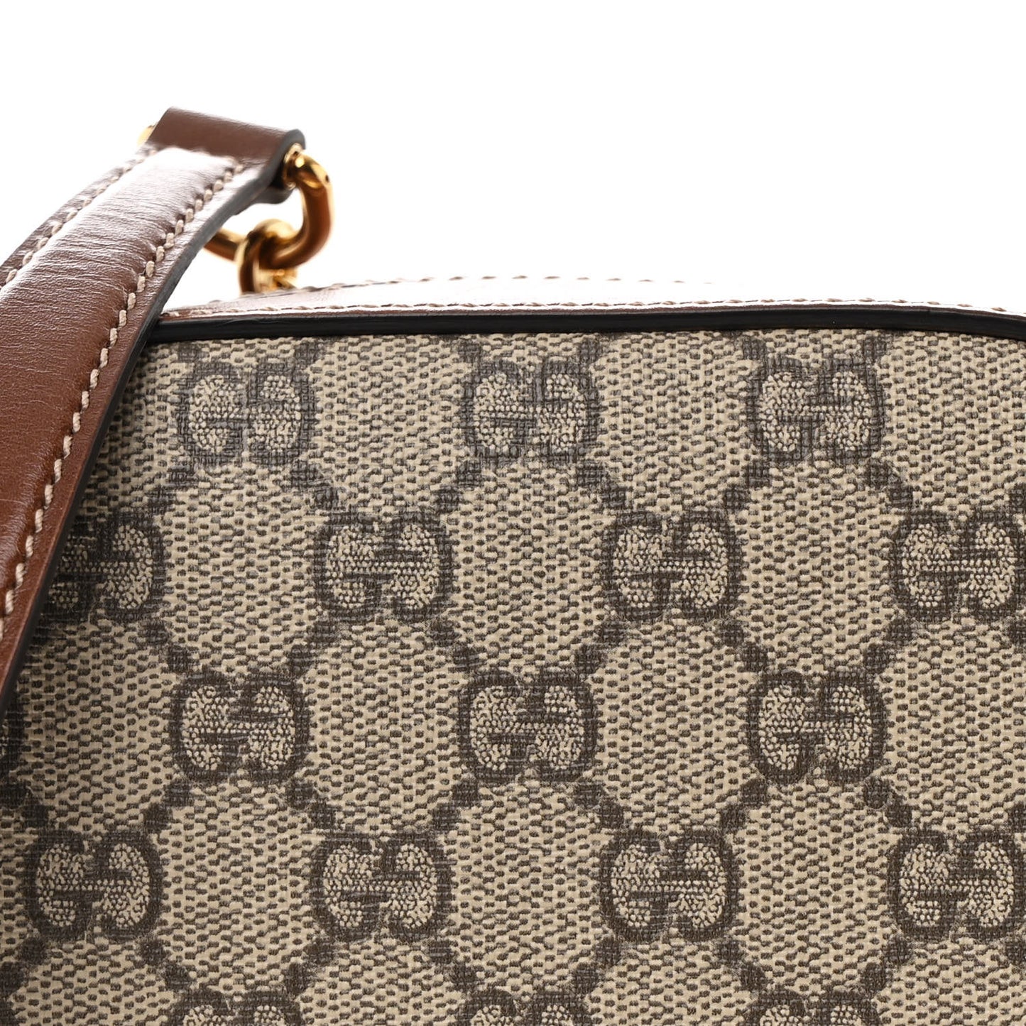 GG Supreme Monogram Cuoio Toscano Mini Chain Shoulder Bag Beige Ebony Cuir