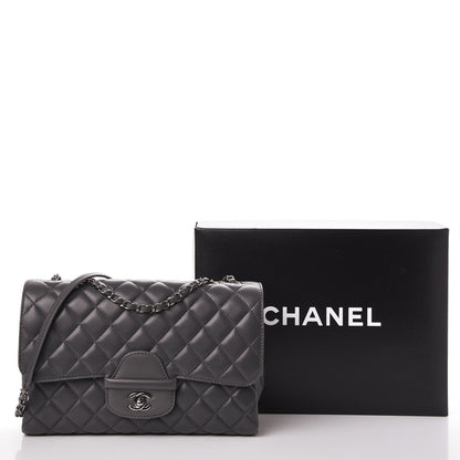 Chanel Lambskin Quilted Jumbo Coco Loop Flap Charcoal Grey 8 of 8