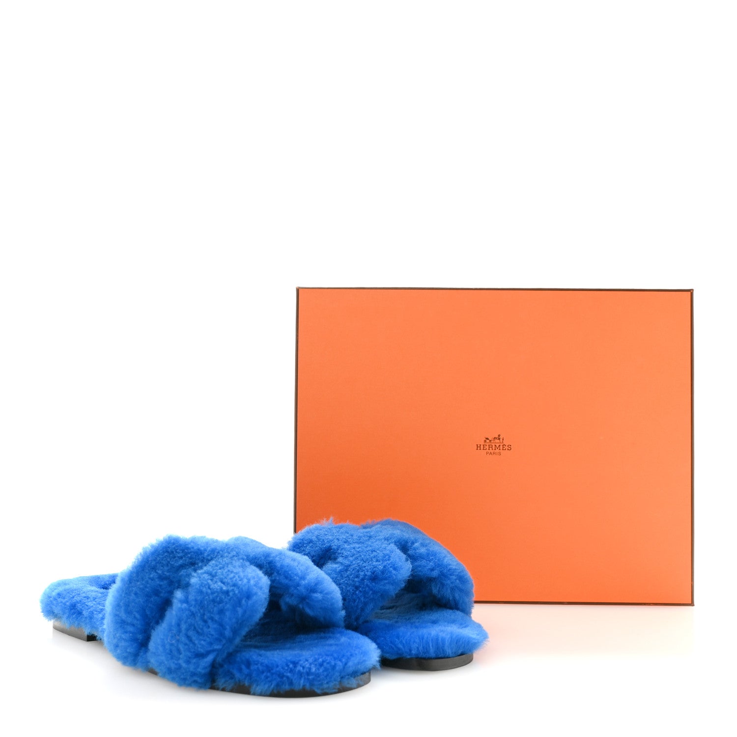 Hermes Woolskin Oran Sandals 38 Blue 9 of 9