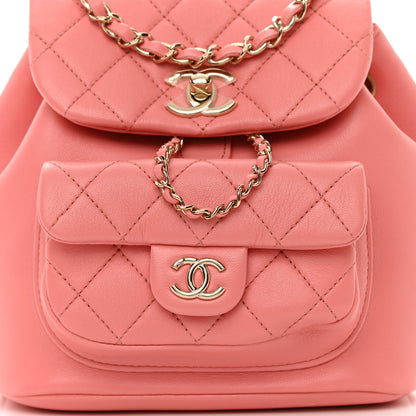 Chanel Lambskin Quilted Small Duma Drawstring Backpack Pink 8 of 11