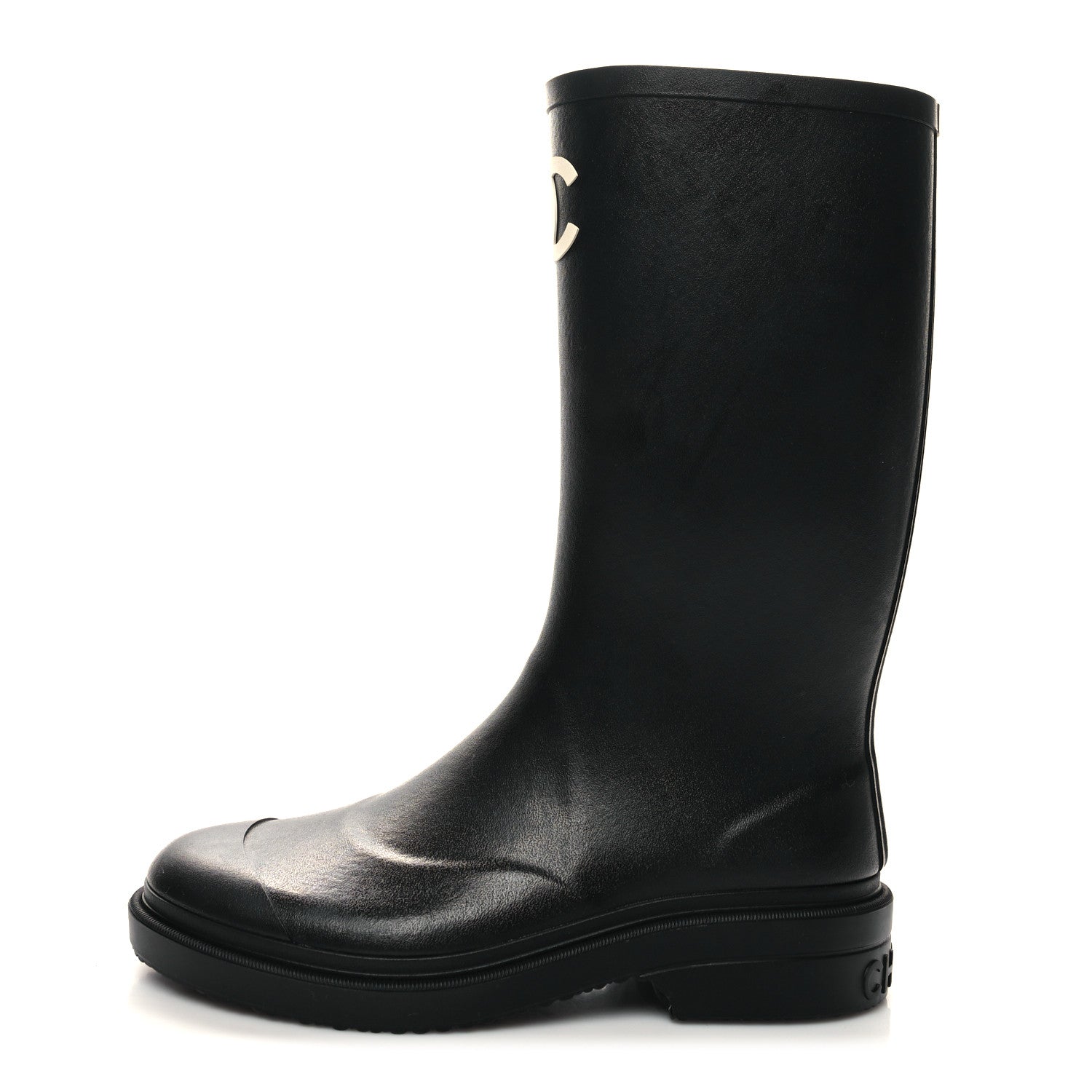 Chanel Caoutchouk CC High Boots 38 Black 1 of 8