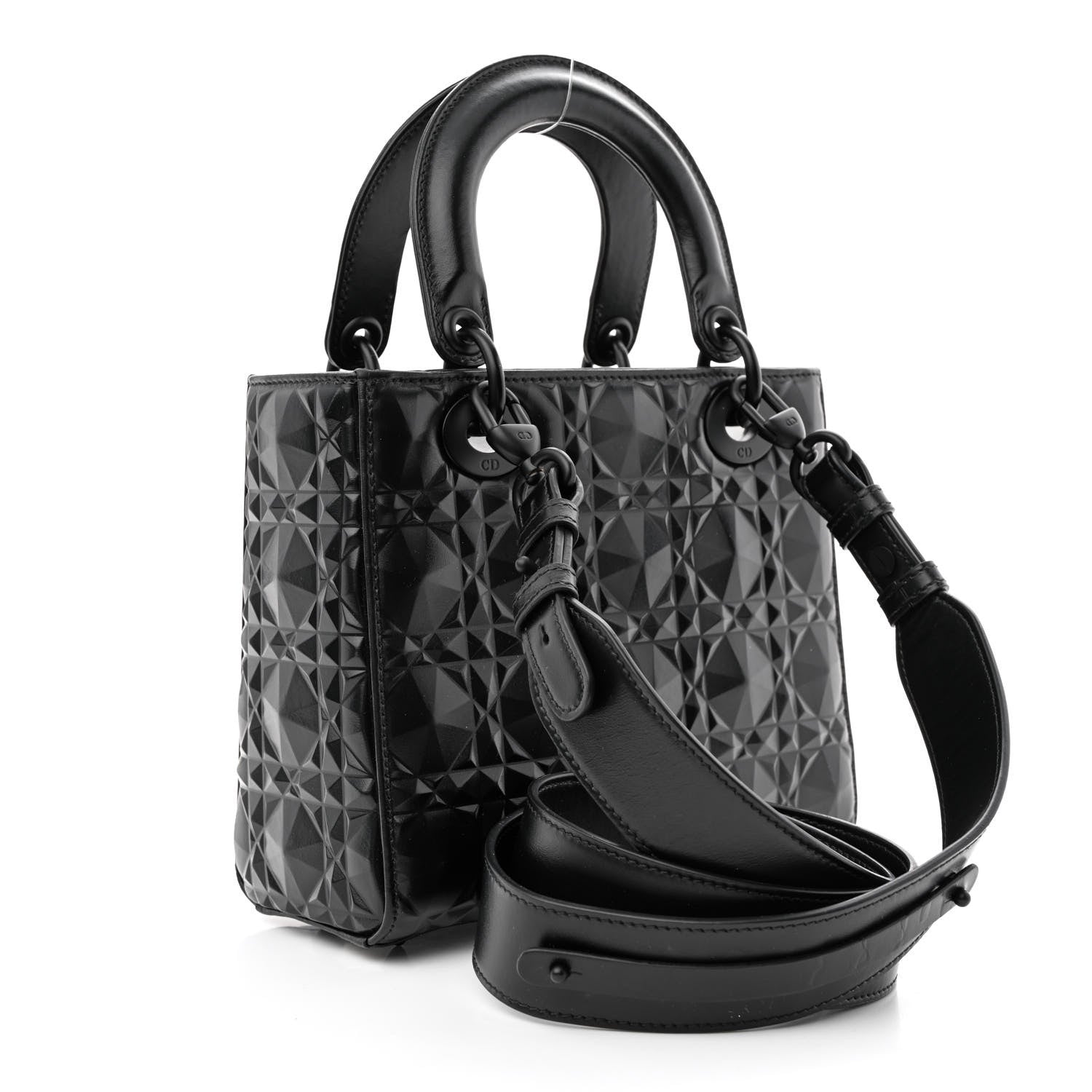 Christian Dior Calfskin Cannage Diamond My ABCDior Lady Dior Black 3 of 11
