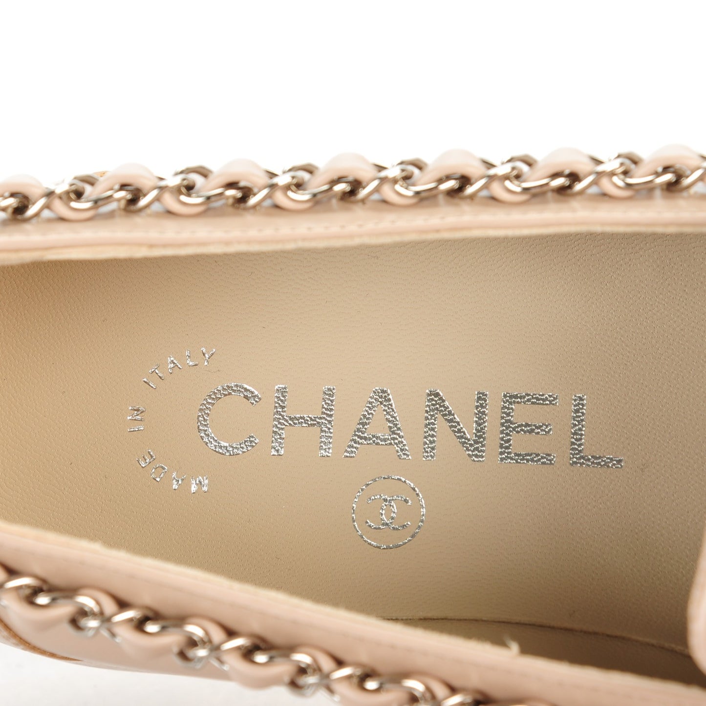 Calfskin Chain Loafers 35 Beige