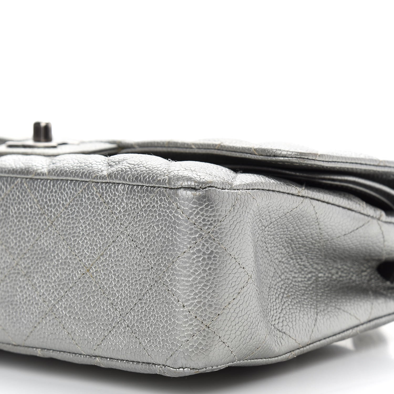 Chanel Metallic Caviar Quilted Medium Double Flap Silver 9 of 11