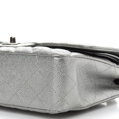 Chanel Metallic Caviar Quilted Medium Double Flap Silver 9 of 11