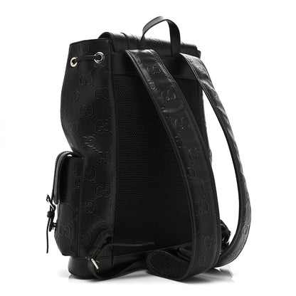 Gucci Calfskin GG Tennis Embossed Double Buckle Backpack Black 3 of 11