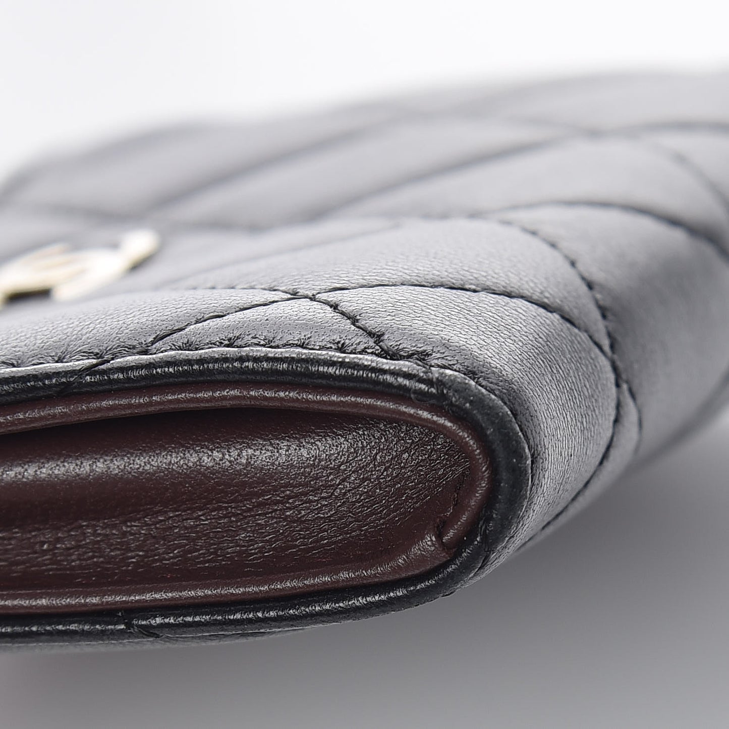 Lambskin Quilted Key Holder Case Black