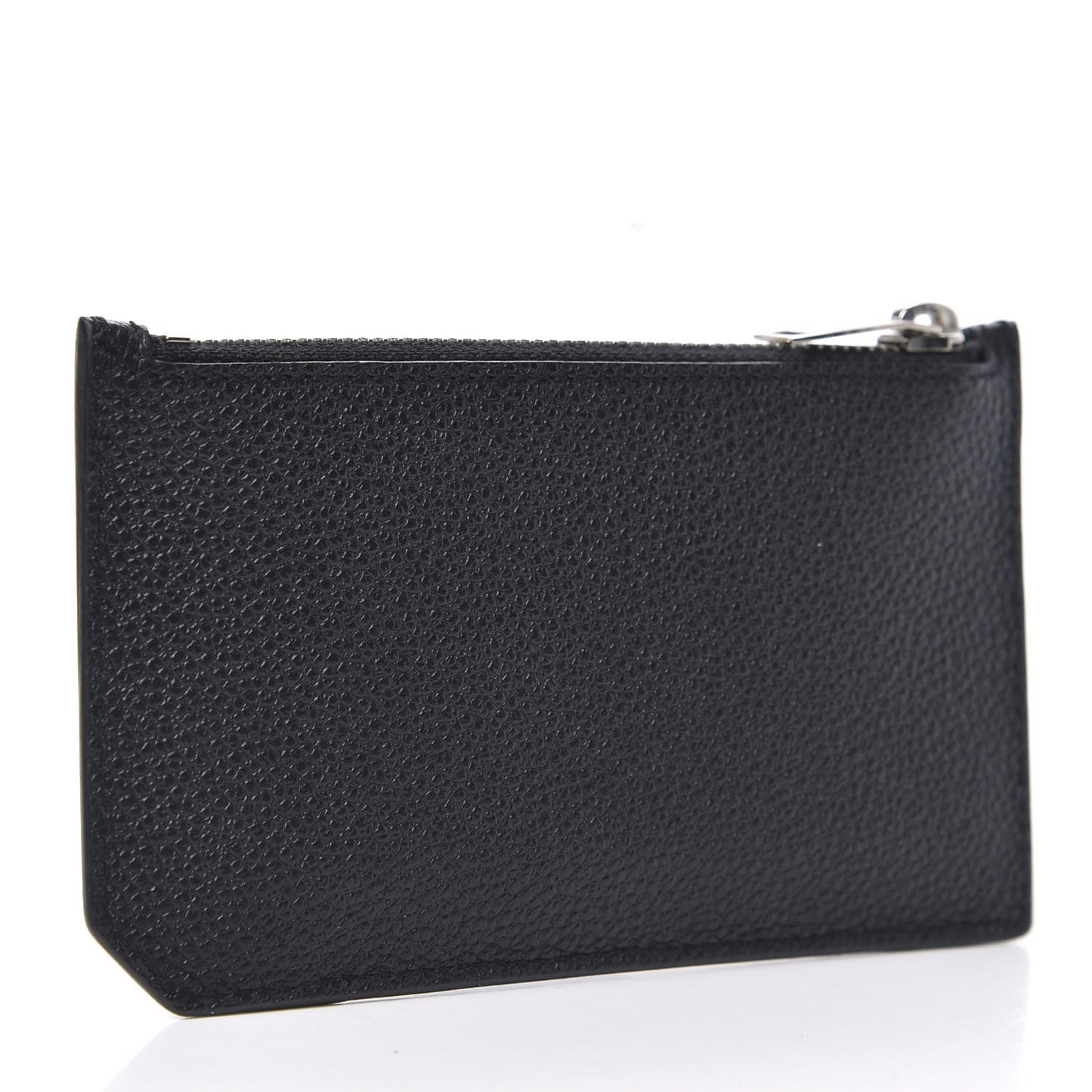 Grained Calfskin 5 Fragments Zip Pouch Card Holder Black