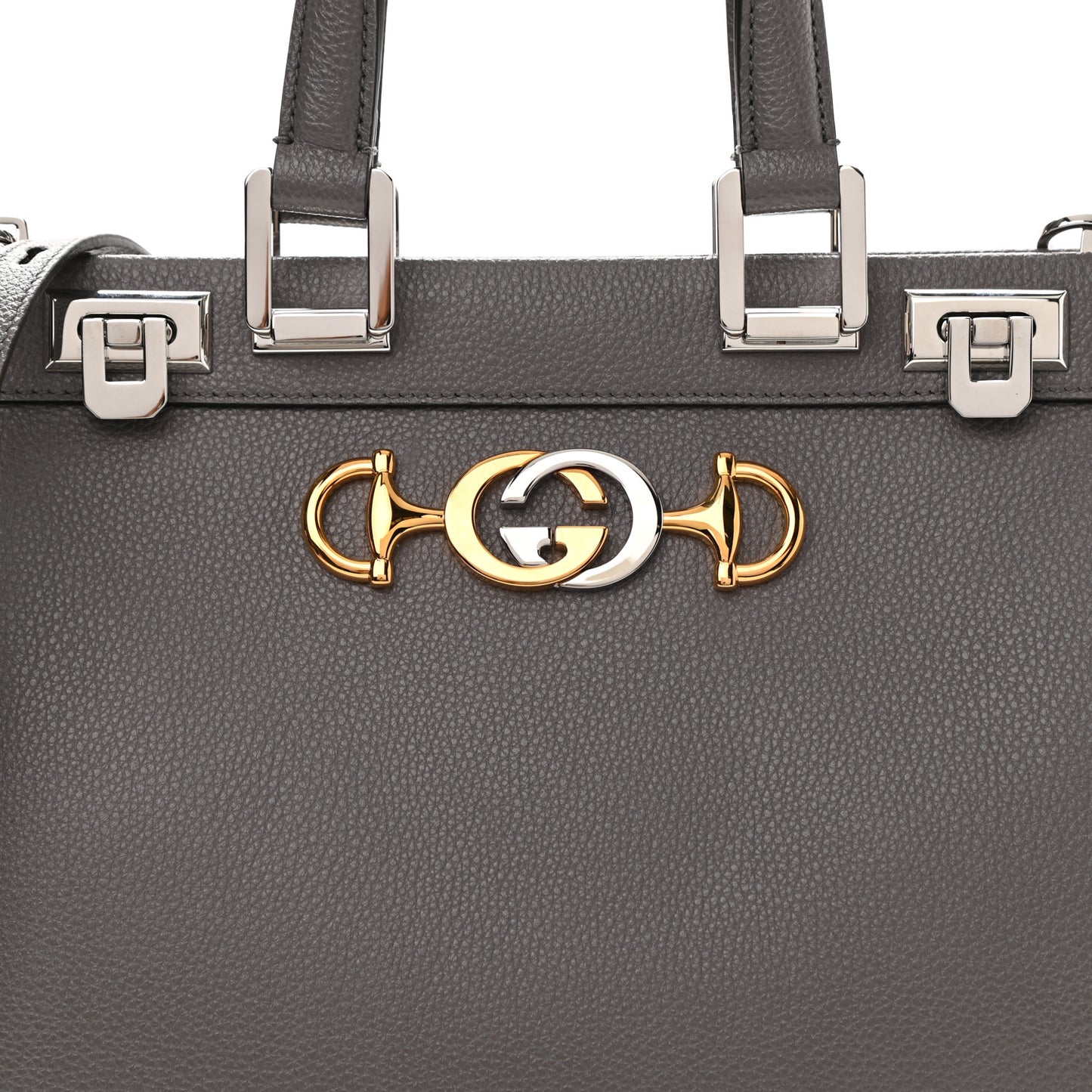 Grainy Calfskin Small Zumi Top Handle Bag Dusty Grey