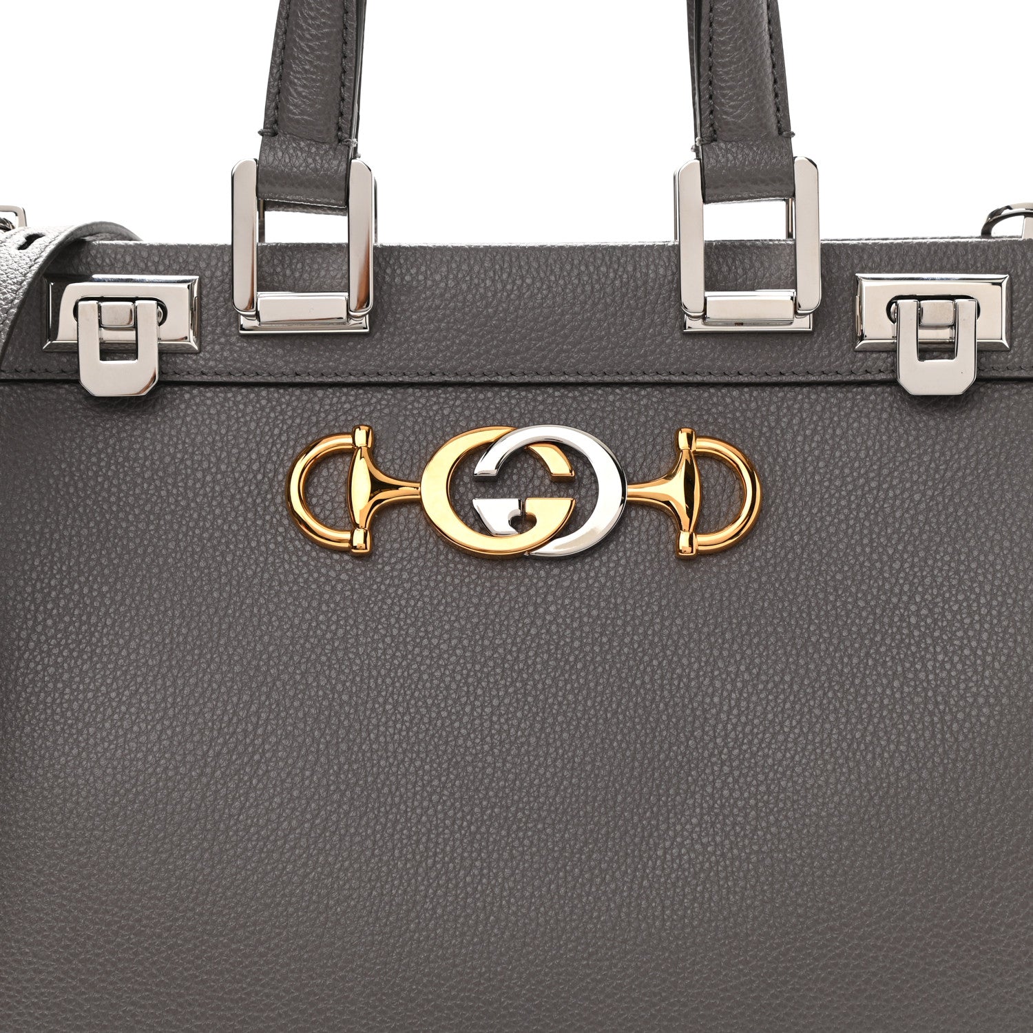 Gucci Grainy Calfskin Small Zumi Top Handle Bag Dusty Grey 9 of 12