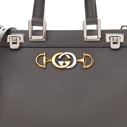 Gucci Grainy Calfskin Small Zumi Top Handle Bag Dusty Grey 9 of 12