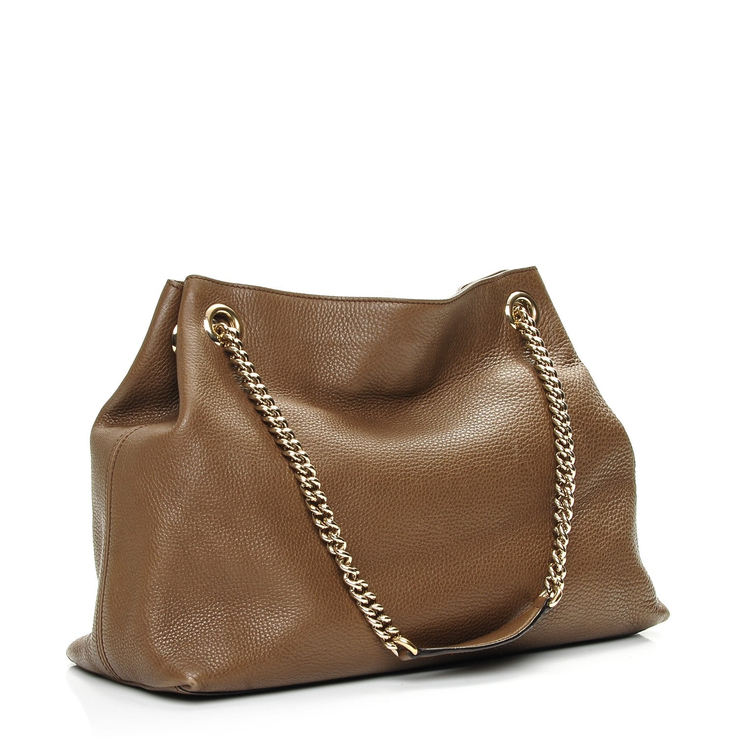 Gucci Pebbled Calfskin Medium Soho Chain Shoulder Bag Maple Brown 3 of 7