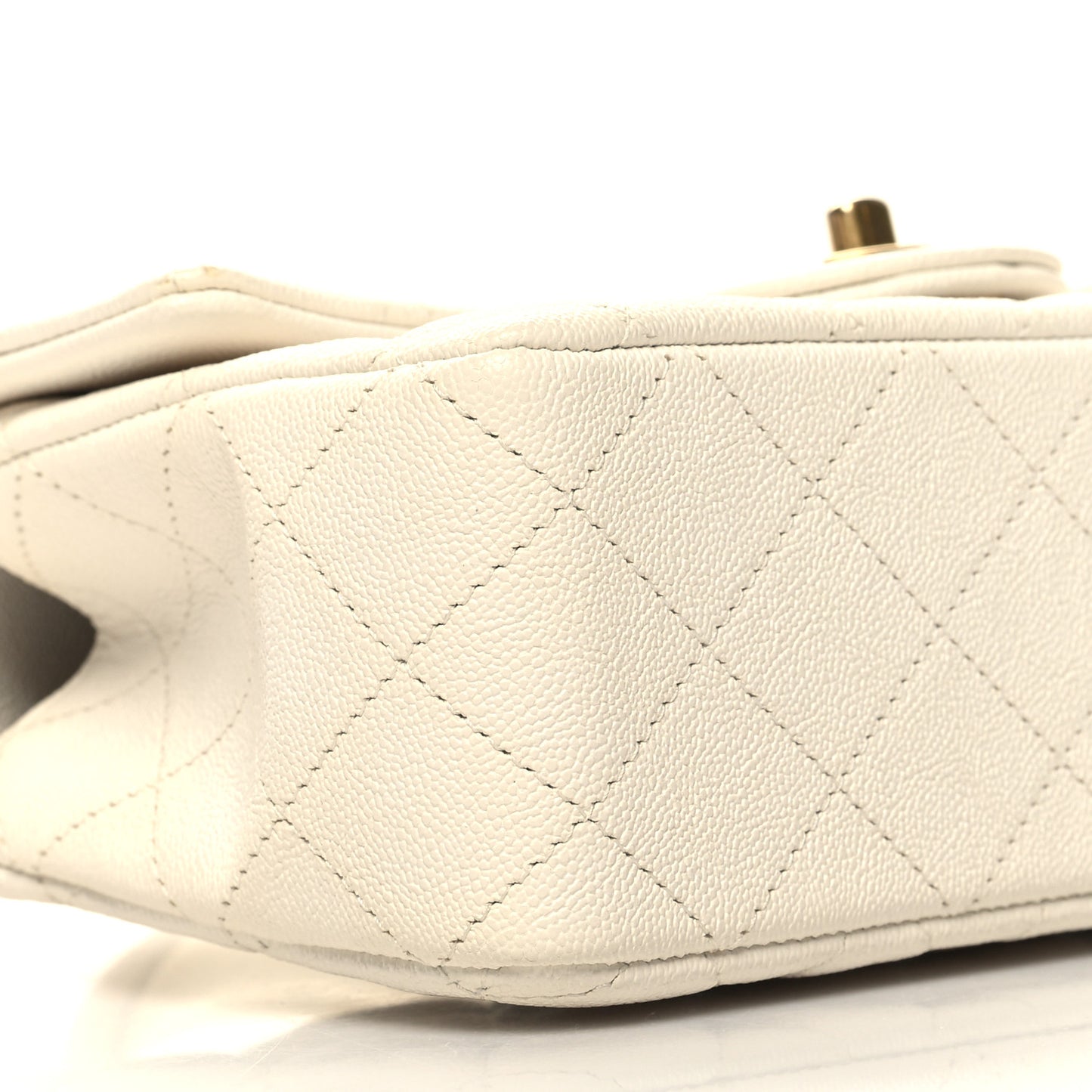 Caviar Quilted Mini Top Handle Rectangular Flap White