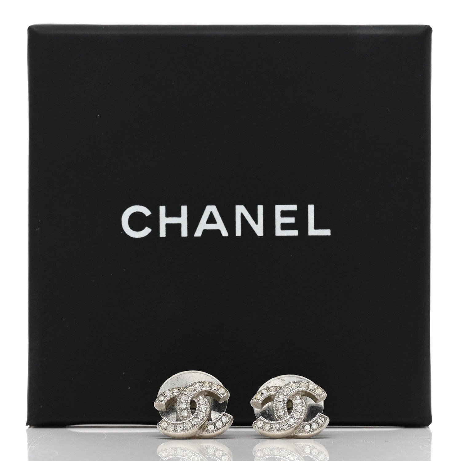 Chanel Crystal CC Earrings Silver 5 of 5