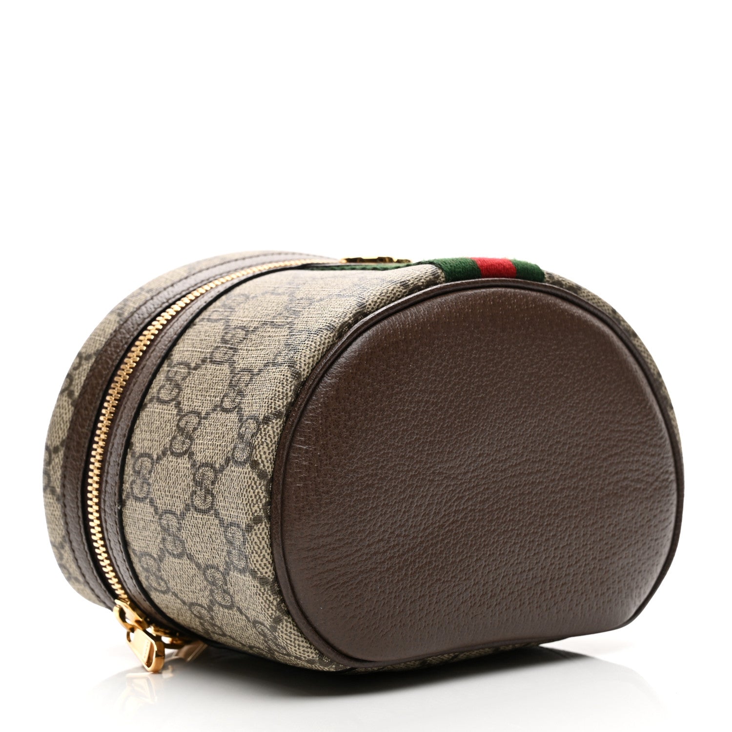 Gucci GG Supreme Monogram Textured Calfskin Web Ophidia Vanity Cosmetic Case Beige Ebony New Acero 4 of 7