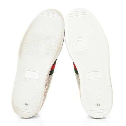 Gucci Laminated Nappa Crystal Web Bee Embroidered Trapuntata Womens Ace Platform Sneakers 38.5 Argento 6 of 16
