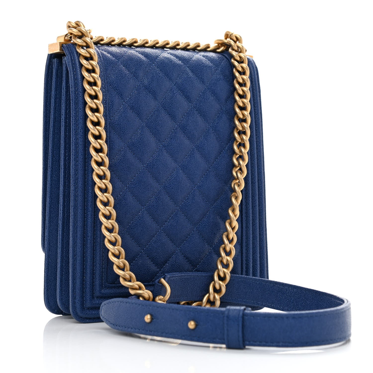 Chanel Caviar Quilted North South Boy Flap Blue 3 of 10