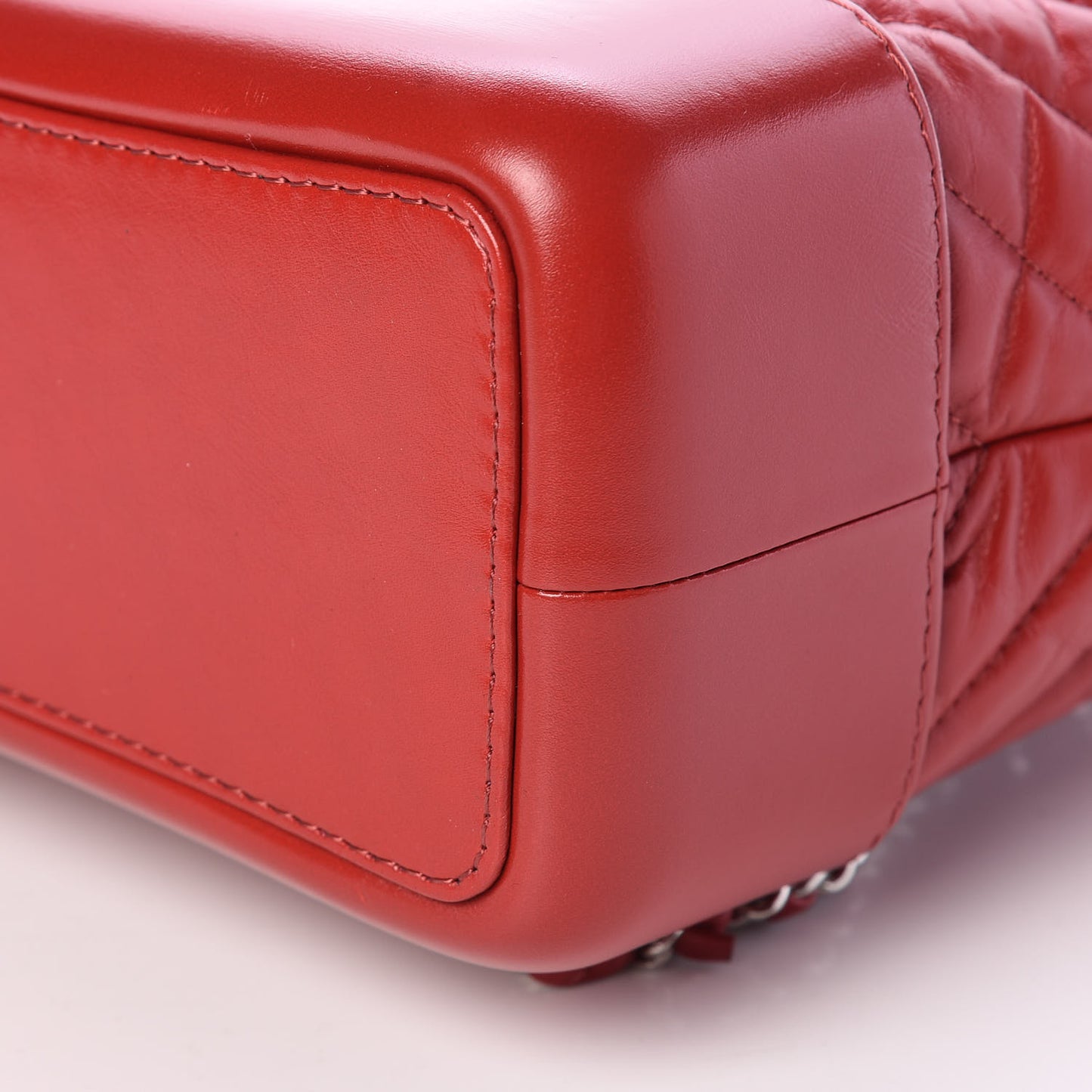 Aged Calfskin Chevron Quilted Small Gabrielle Backpack Red
