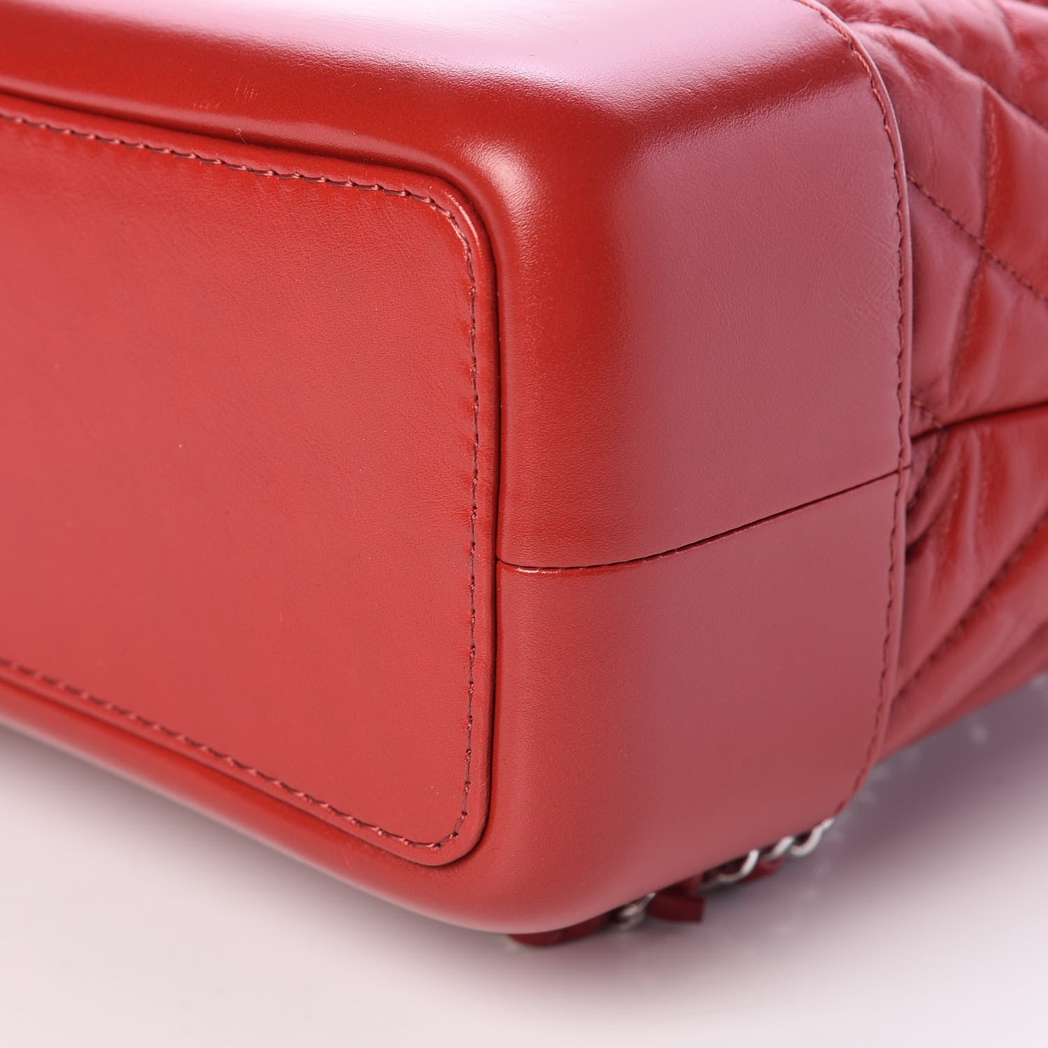 Chanel Aged Calfskin Chevron Quilted Small Gabrielle Backpack Red 9 of 9