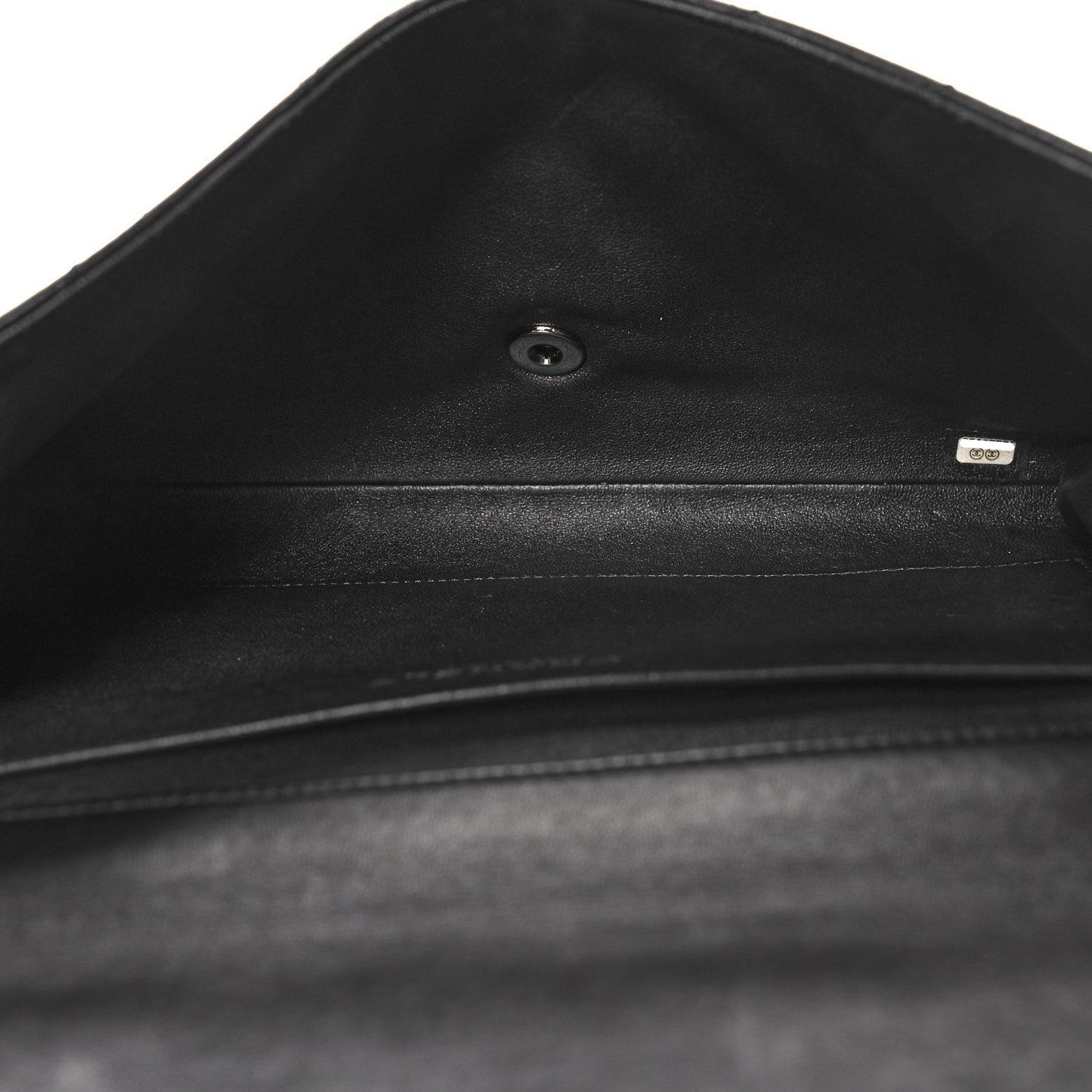 Lambskin Quilted Clutch With Chain Flap Black