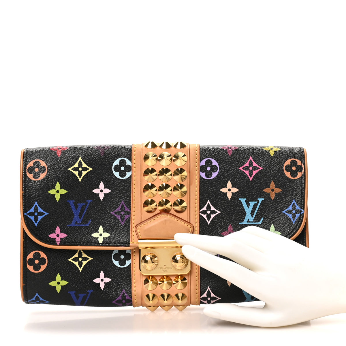 Louis Vuitton Monogram Multicolor Courtney Clutch Black 2 of 7