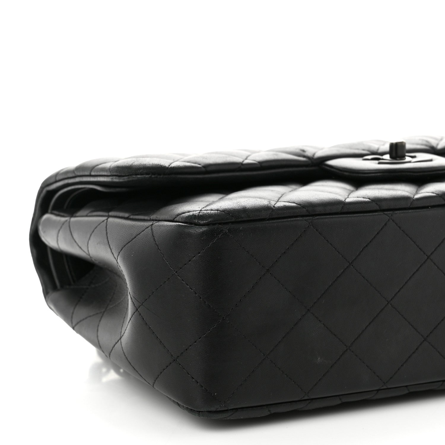 Chanel Lambskin Quilted Jumbo Double Flap So Black 9 of 10