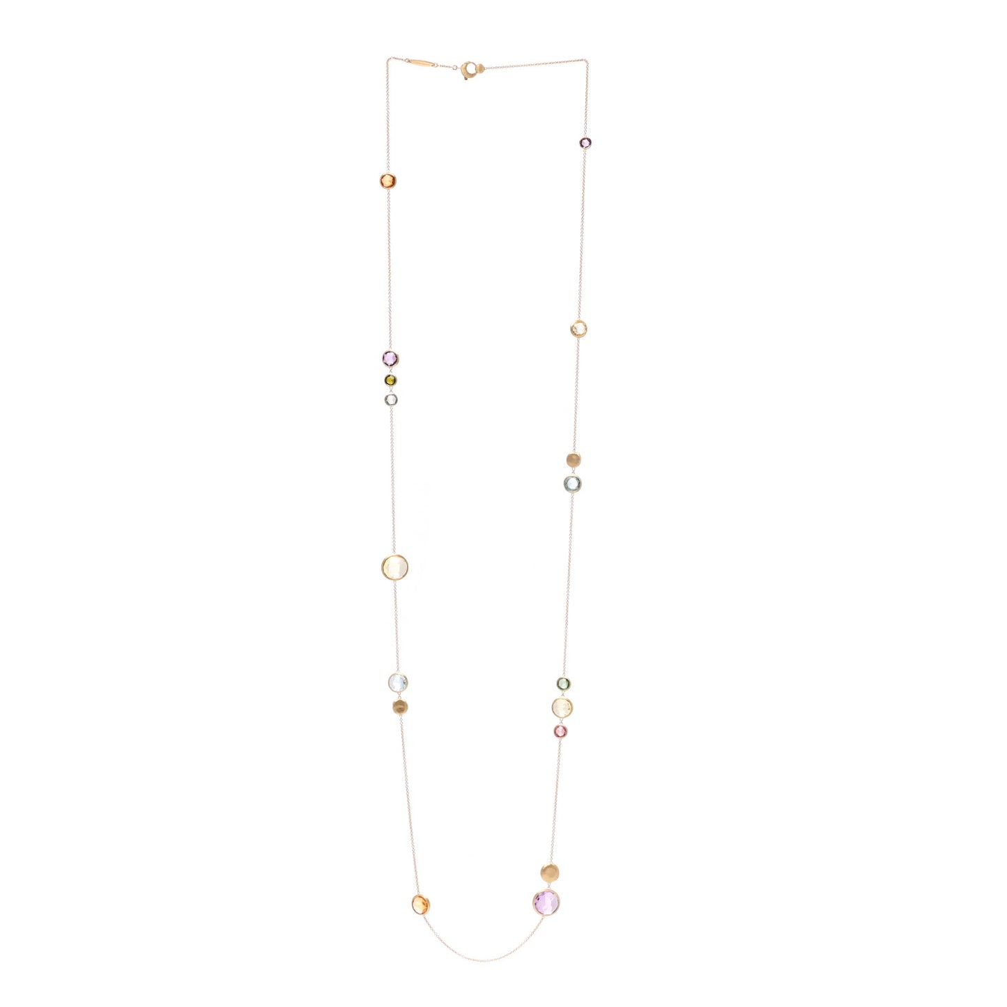 18K Yellow Gold Multi Gemstone Jaipur Long Station Necklace