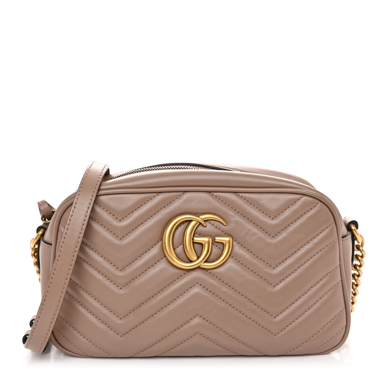 Calfskin Matelasse Small GG Marmont Chain Shoulder Bag Porcelain Rose