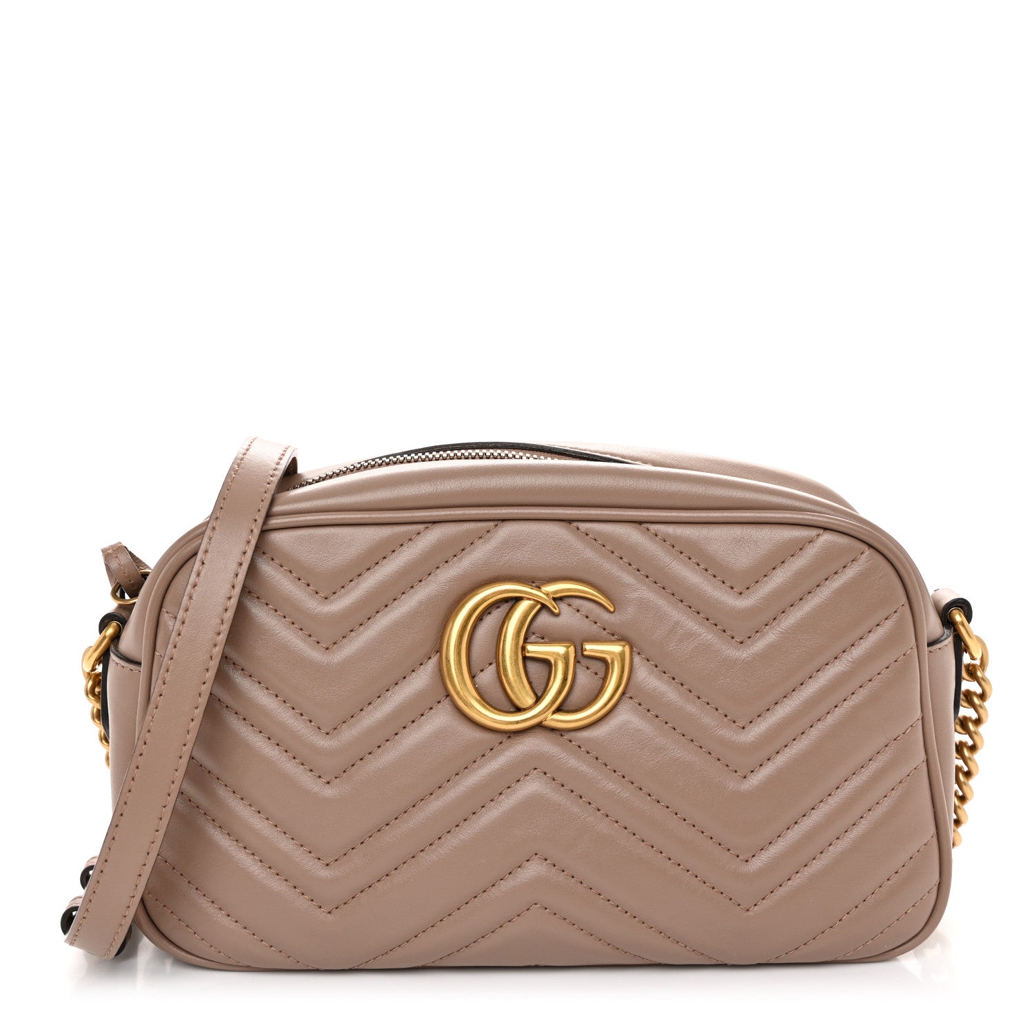 Gucci Calfskin Matelasse Small GG Marmont Chain Shoulder Bag Porcelain Rose 1 of 13