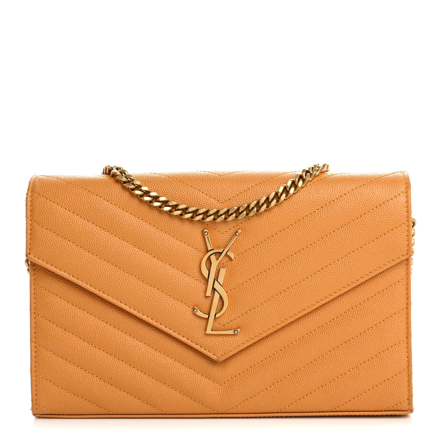 Grain De Poudre Matelasse Chevron Cassandre Chain Wallet Senape Yellow