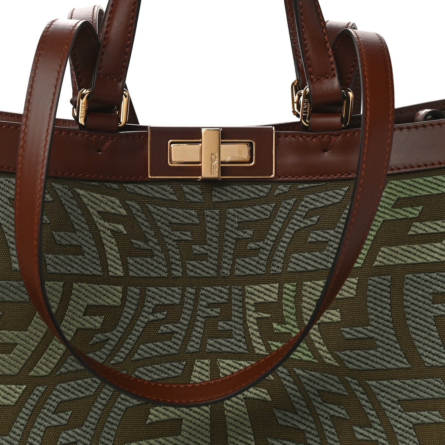 X SARAH COLEMAN Canvas FF Fish Eye Embroidered Medium Peekaboo X-Tote Amazzonia Ghianda
