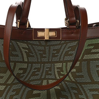 Fendi X SARAH COLEMAN Canvas FF Fish Eye Embroidered Medium Peekaboo X-Tote Amazzonia Ghianda 7 of 9