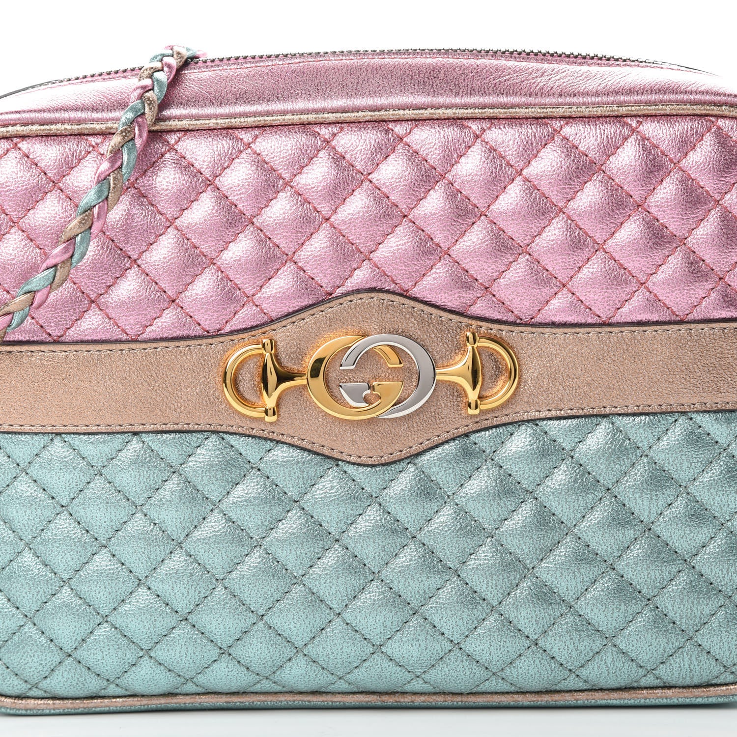 Gucci Laminated Nappa Trapuntata Small Zumi Shoulder Bag Rosa Lago Rame 8 of 10