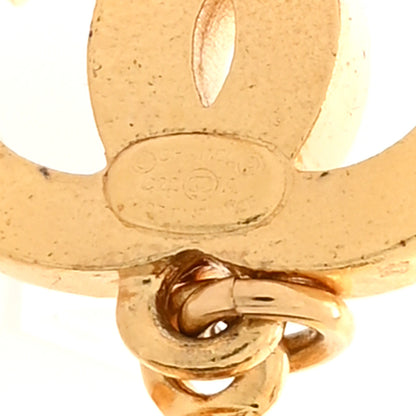 Chanel Crystal Pearl CC Drop Earrings Gold White 4 of 5