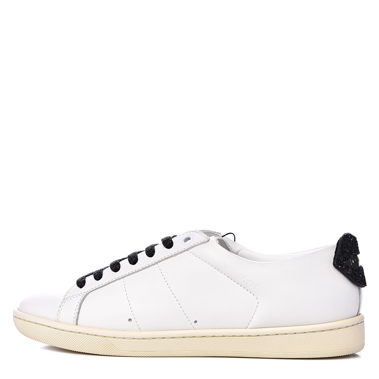 Calfskin Glitter Signature Court Lips Sneakers 36 Optic White