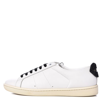 Saint Laurent Calfskin Glitter Signature Court Lips Sneakers 36 Optic White 1 of 10