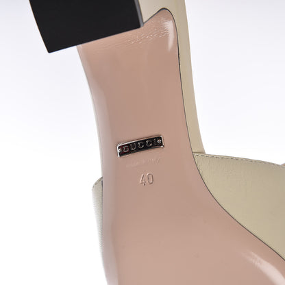 Gucci Malaga Kid Crystal Square G Madelyn Mules 40 Vintage White 6 of 11