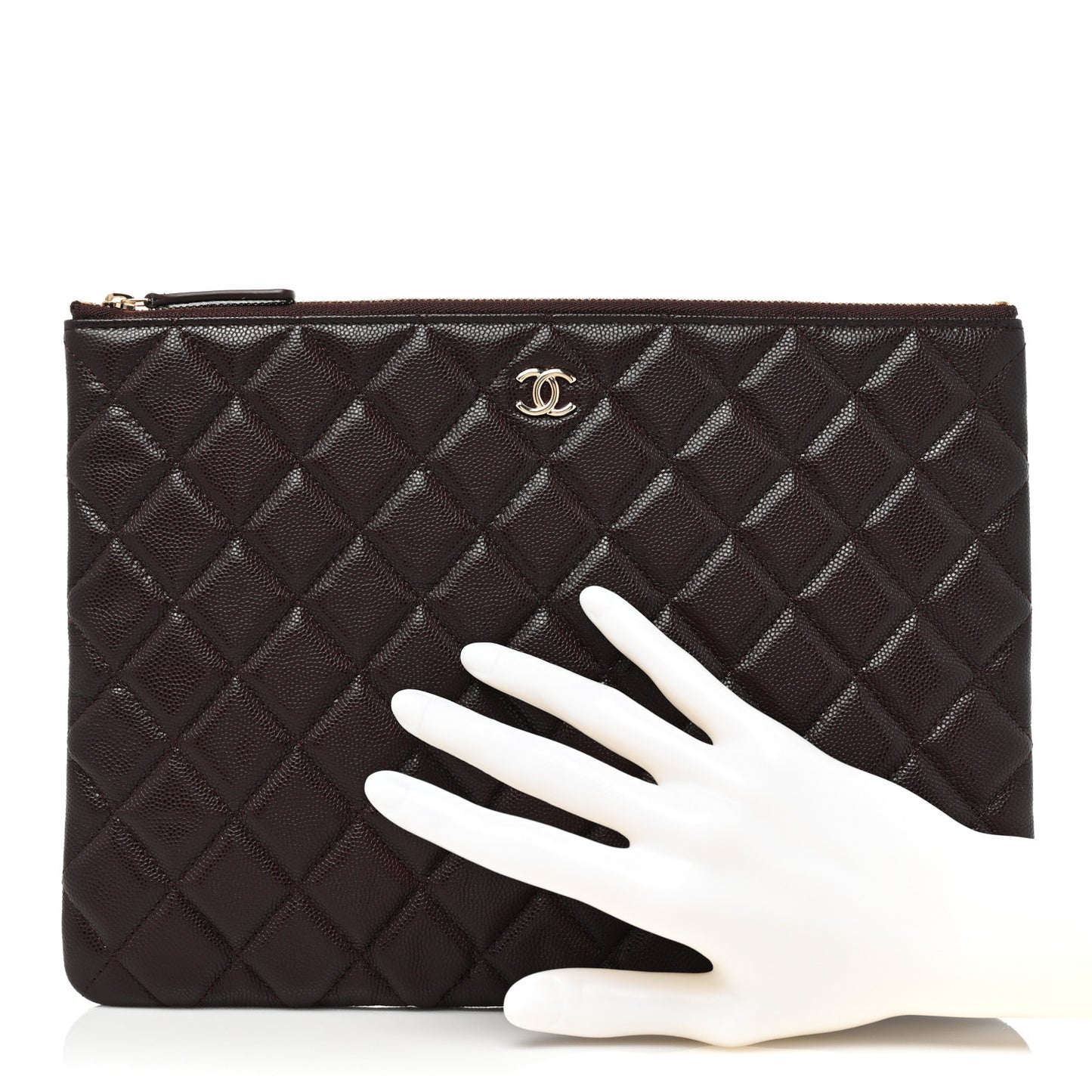 Caviar Quilted Medium Cosmetic Case Burgundy