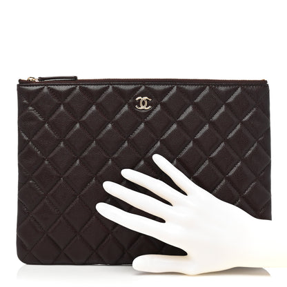 Chanel Caviar Quilted Medium Cosmetic Case Burgundy 2 of 8