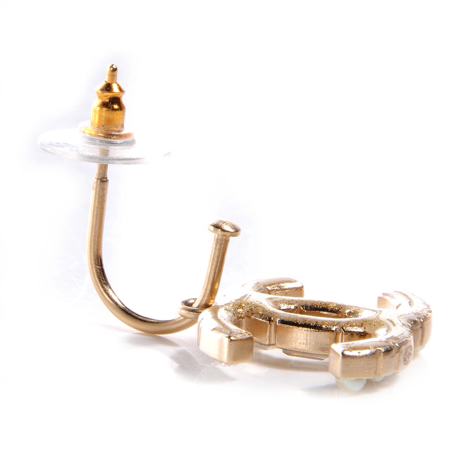 Pearl Crystal Baguette CC Loop Dangle Earrings