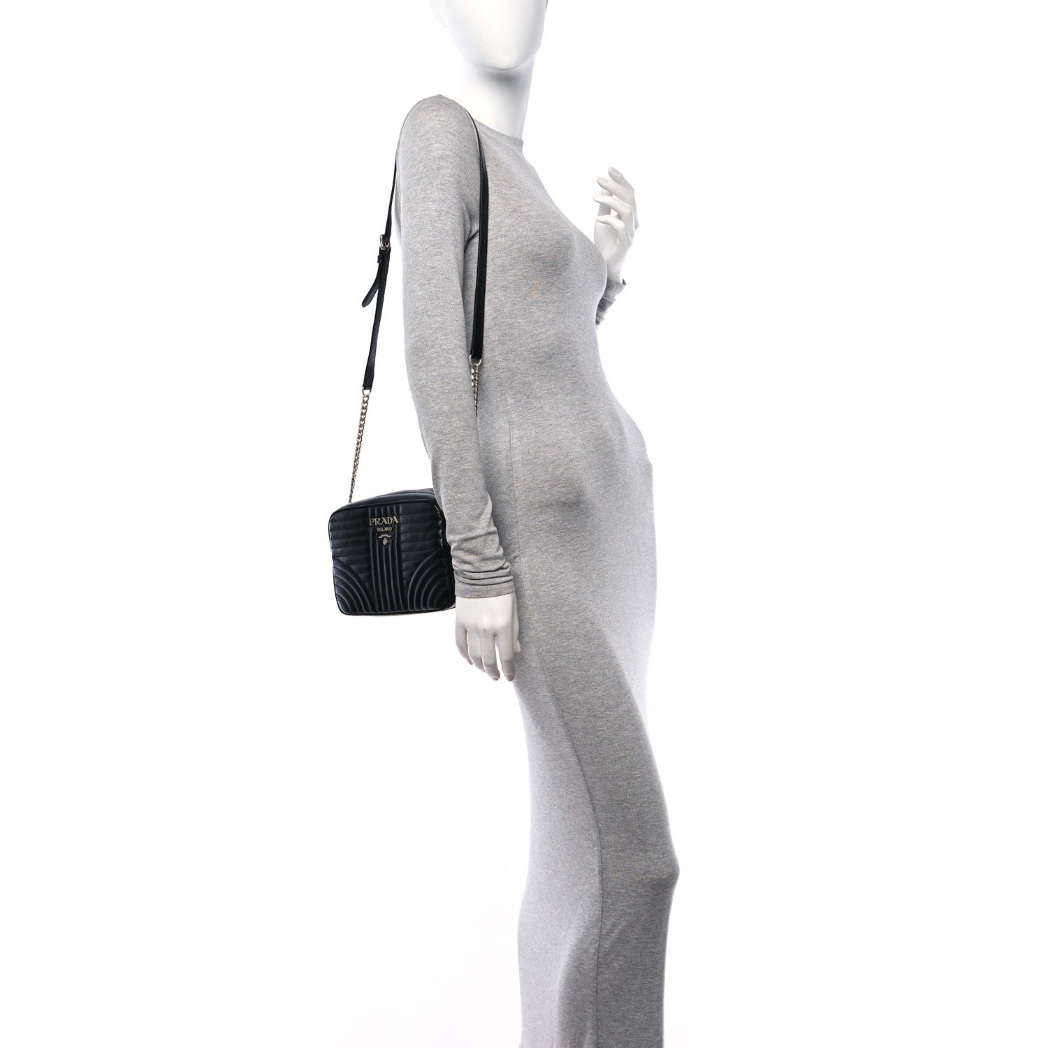 Prada Soft Calfskin Diagramme Camera Bag Black 2 of 11