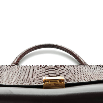 Celine Python Calfskin Small Tri-Color Trapeze Blue Brown 10 of 10