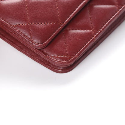 Chanel Lambskin Quilted Wallet on Chain WOC Red 11 of 12