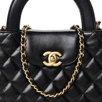 Chanel Shiny Aged Calfskin Quilted Nano Kelly Shopper Black 8 of 11