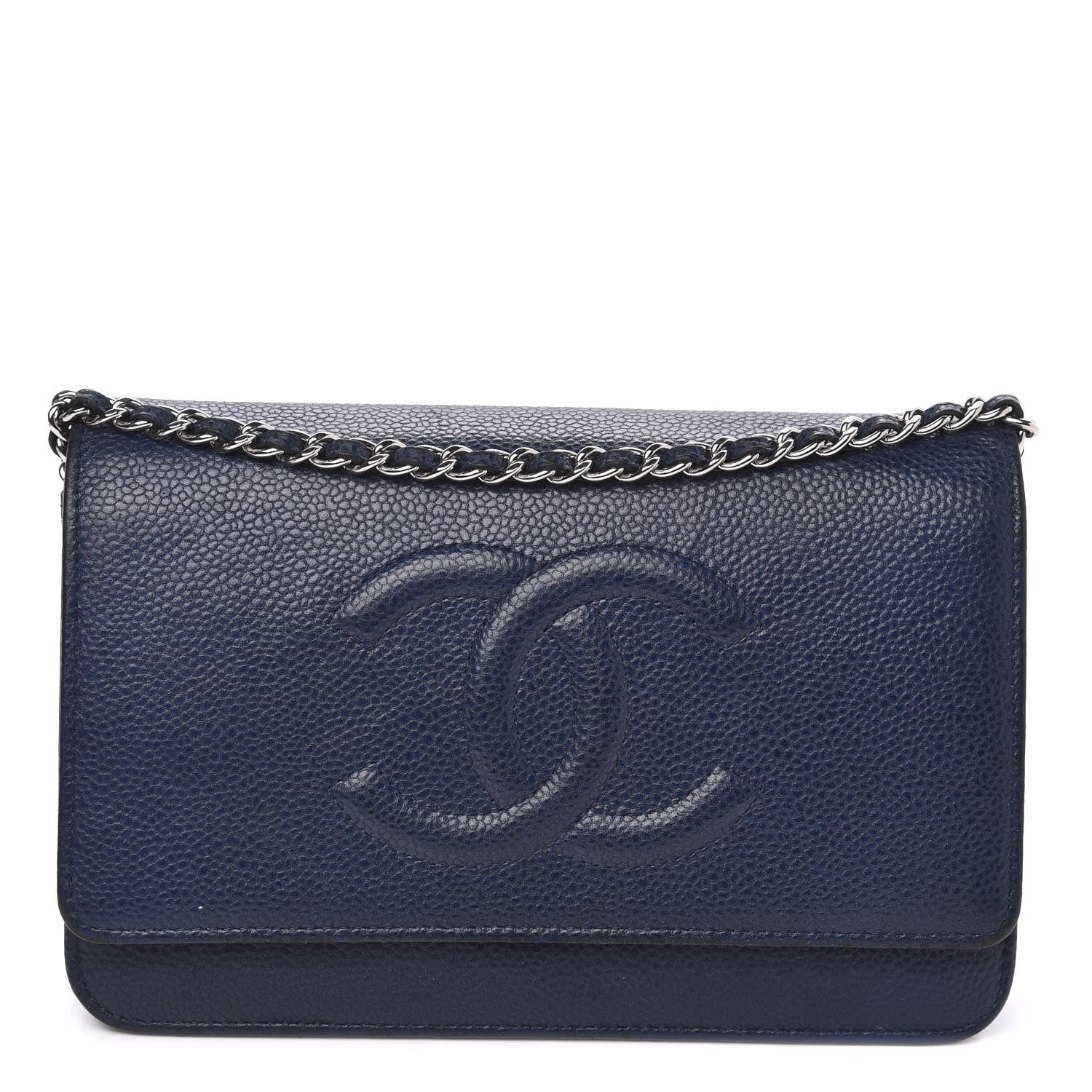 Chanel Caviar Timeless CC Wallet On Chain WOC Dark Blue 1 of 11