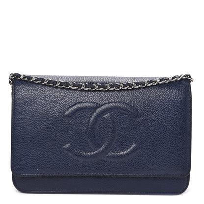 Chanel Caviar Timeless CC Wallet On Chain WOC Dark Blue 1 of 11