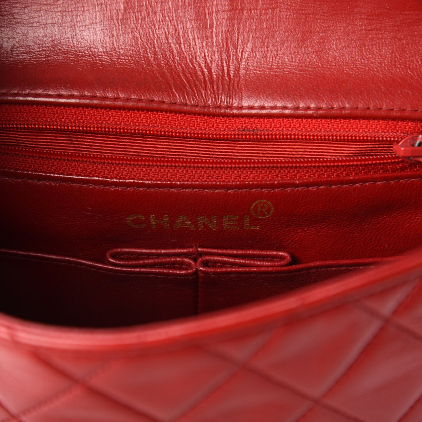 Lambskin Quilted Small Single Flap Red