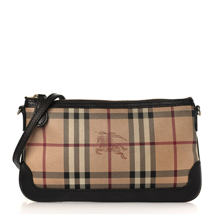 Burberry Haymarket Check Small Peyton Crossbody Clutch Bag Chocolate 2 of 8